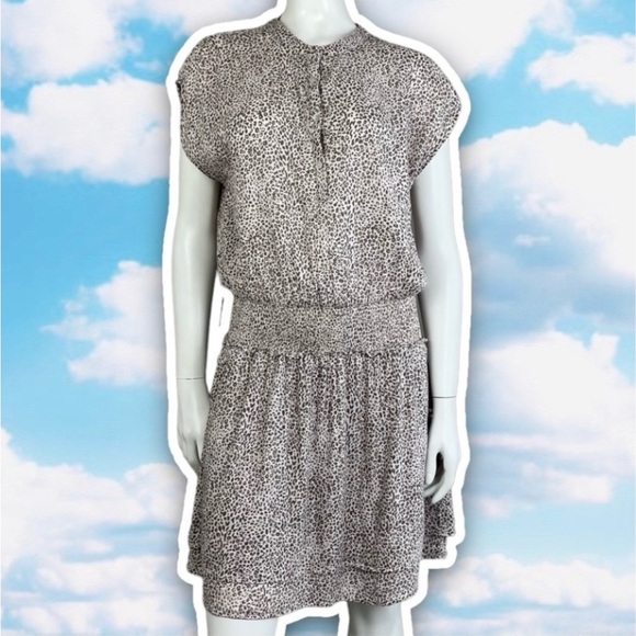 RAILS Angelina Sand Cheetah Tiered Linen Blend Smocked
Waist Mini Dress Mob Wife - Picture 4 of 13